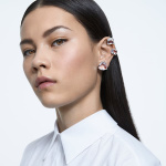 Millenia clip earring, Single, Set, White, Rhodium